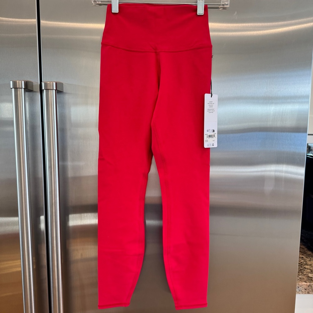 NWT Alo Bold Red Alosoft Leggings High Waisted 7/8 Pants Yoga Workout Brand New